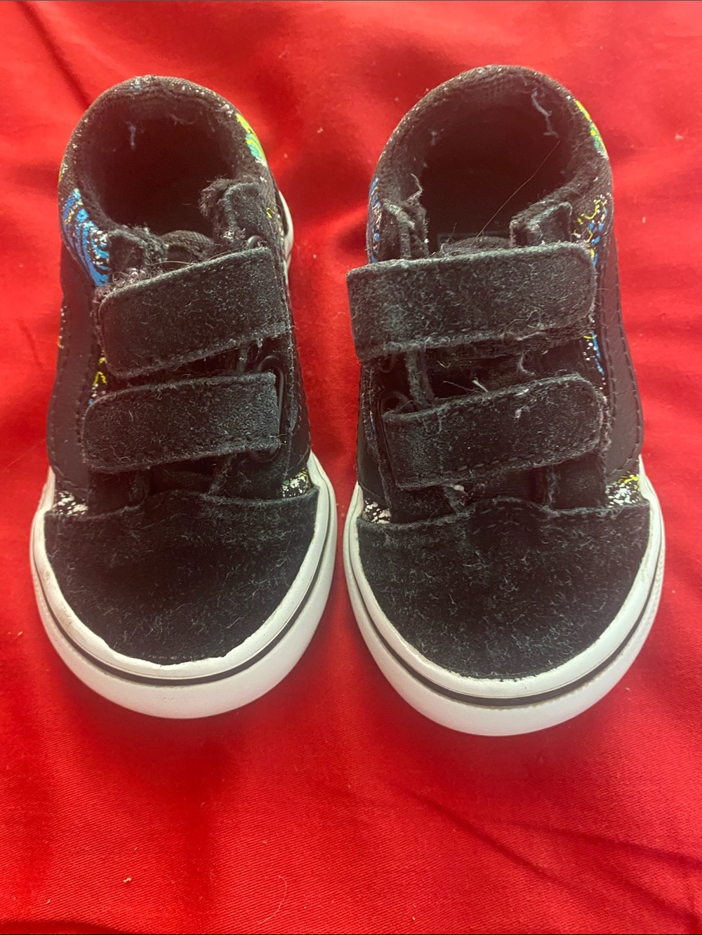 Vans Kids Black Velcro Sneakers with White Sole - S 5 Toddler